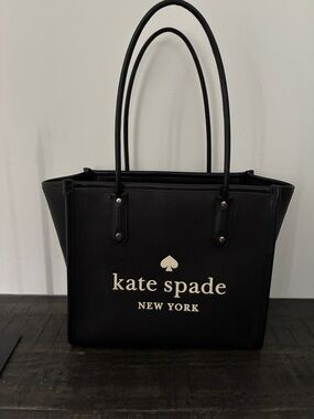 kate spade Black Logo Tote with Cream Accents